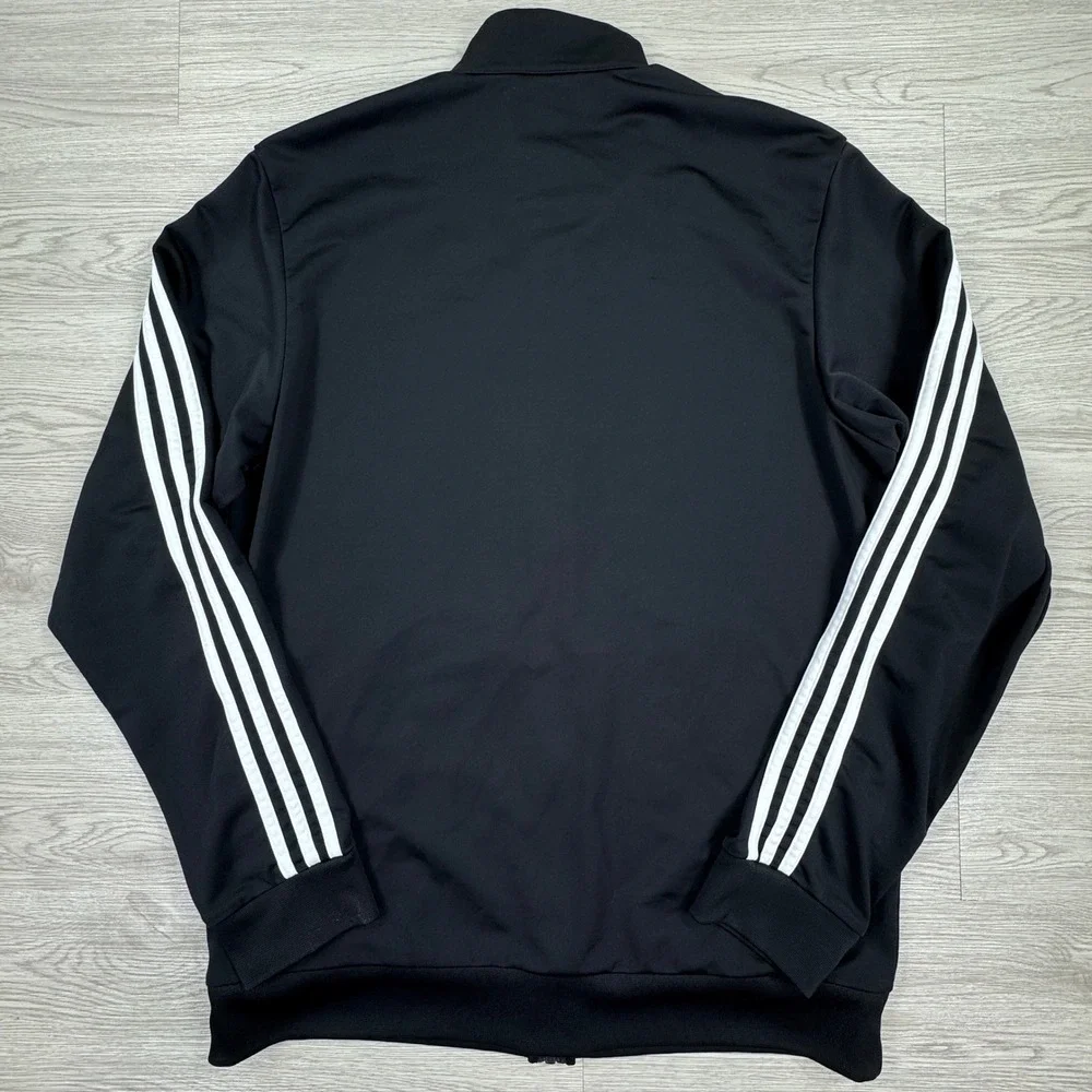 Adidas Men's Track Jacket Full Zip Black Large 3 Stripe Athletic Sportswear Y2K